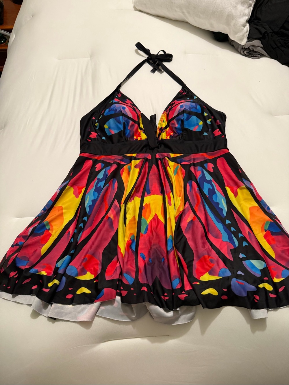 Vibrant Multicolor Halter Swim Dress